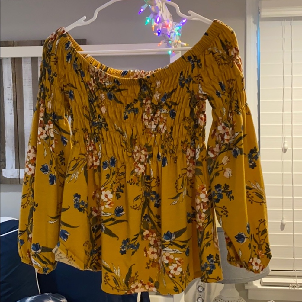 yellow flowered blouse